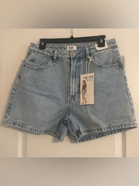 Classic Light Blue Mom Jean Shorts by Simple Society